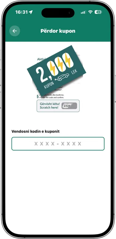 Ekrani për përdorimin e kuponit