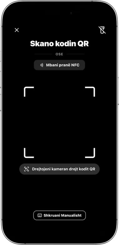 Ekrani i skanimit të kodit QR